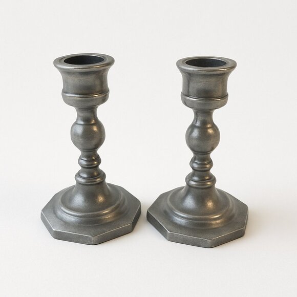 Vintage Canton Casting Stitesmetal Mini Pewter Candlesticks – Set of 2 - Picture 1 of 4